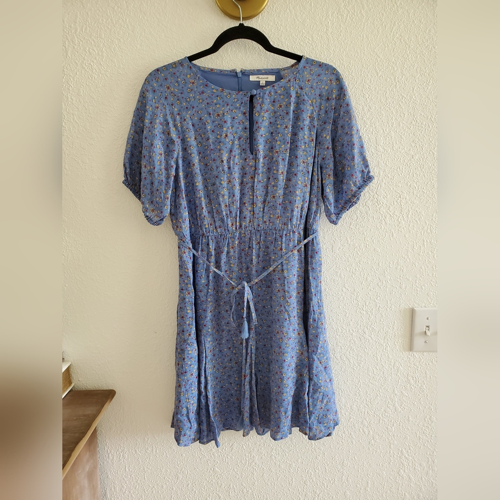 Madewell Button Dress PANSY FLORAL blue viscose Caliso Floral Size 6 $128 - Picture 15 of 16